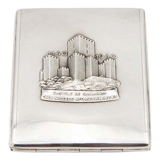 Rectangular Silver Cigarette Case with High Reliefs For Sale
