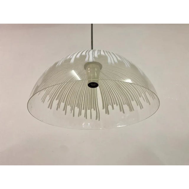 Ceiling pendant Half globe Murano glass shade Steel stem 1960s/1970s Italy Up to 250V (Europe/UK Standard).The wiring of...