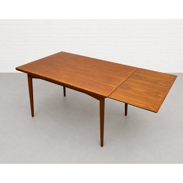 1960s Danish Mid Century Modern Teak Expandable Dining Table, Hidden Leaves, C. 1960’s For Sale - Image 5 of 9