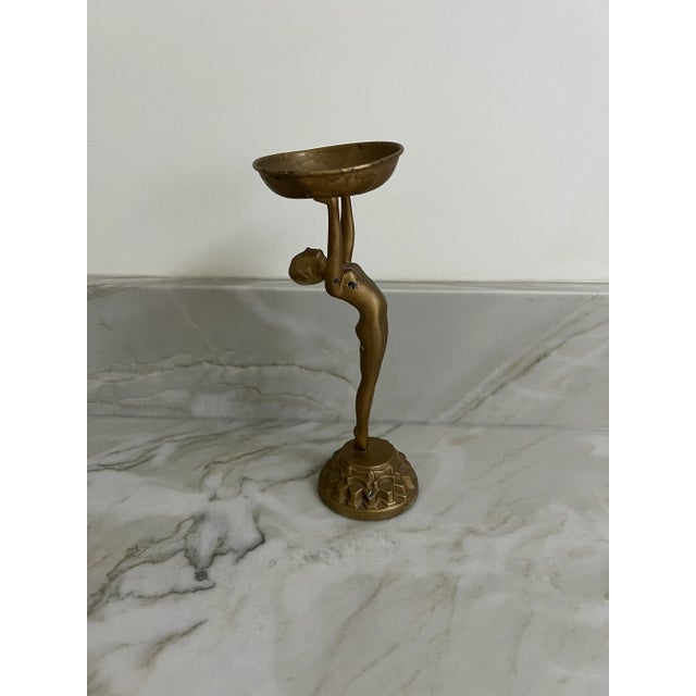 1920's Art Deco Frankart Style Nude Woman Smoking Standing Ashtray For Sale - Image 11 of 11
