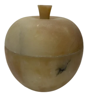 Vintage Italian Alabaster Powder Box With Puff