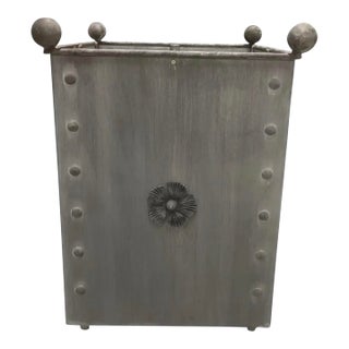 Vintage French Orangerie Style Galvanized Zinc Square Planter Box For Sale