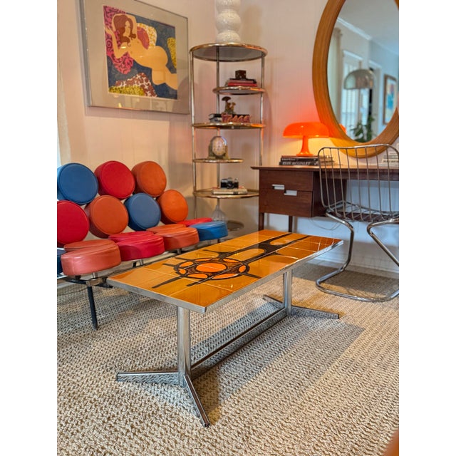 A Vintage Ceramic Tile Coffee Table Designed Attributed to Adri Belgique, Circa 1960s. For Sale - Image 4 of 12
