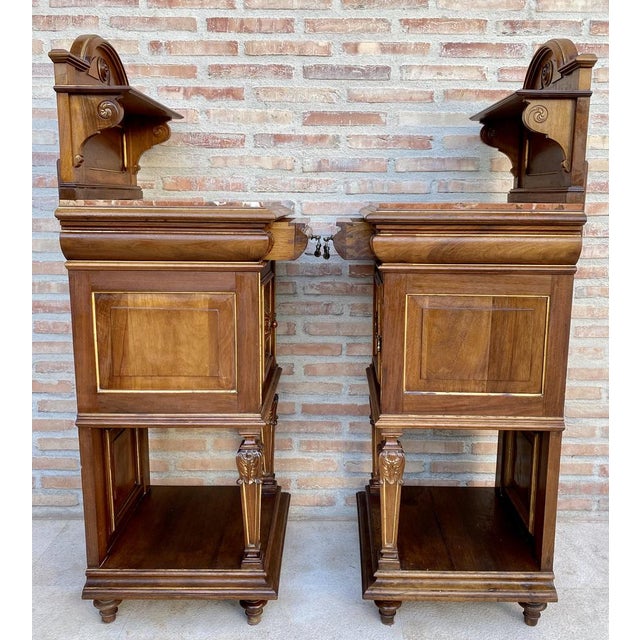 19th Century French Marble Top Bedside Tables, 1890s, Set of 2 For Sale - Image 18 of 18