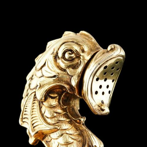 Sterling Silver Gilt Salt and Pepper Fish or Dolphin Shakers, Set of 2 For Sale - Image 3 of 18