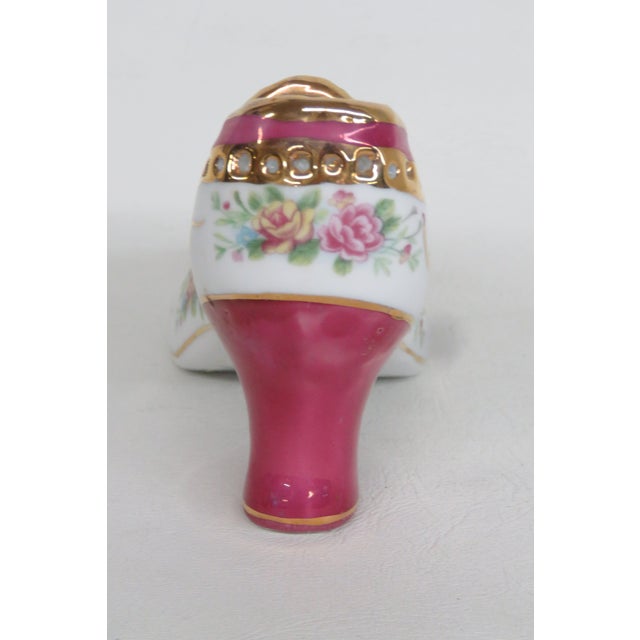 Limoges China Porcelain Shoe Figurine Pink Hand Painted Flowers Gold Trim 4980b For Sale - Image 15 of 17