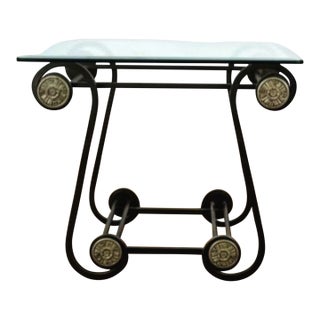 1970s Vintage Wrought Iron & Glass Side Table For Sale