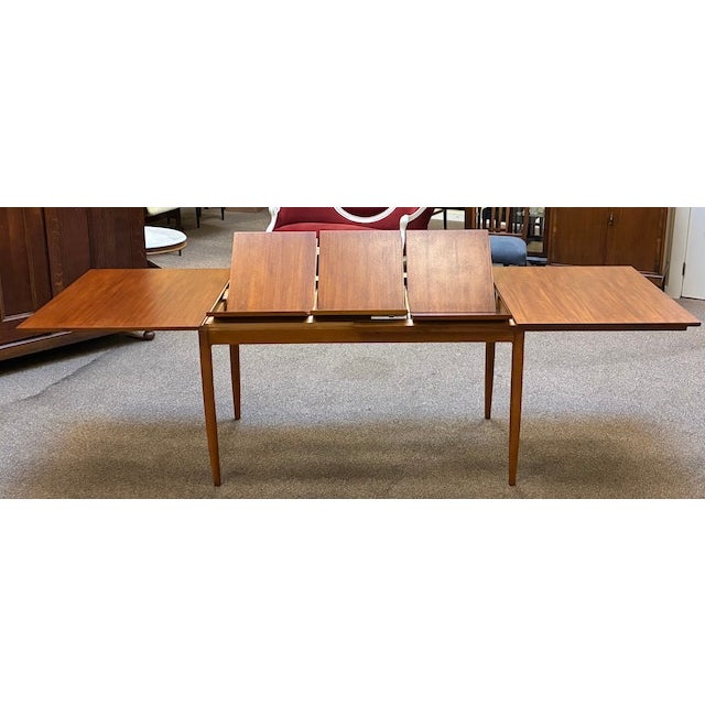Teak Dining Table With 3 Butterfly Leaf Extensions Uk Import C. 1960's For Sale - Image 15 of 18