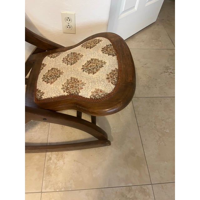 Vintage Victorian Carved Walnut and Upholstered Folding Rocking Chair For Sale - Image 12 of 12