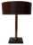 Square Base Table Lamp in Brown Leather attributed to Jacques Adnet for ILG For Sale