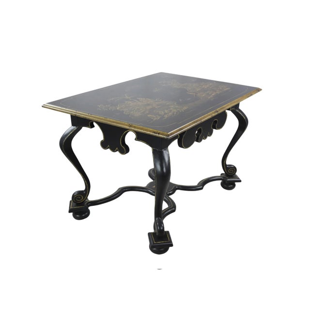 Vintage Hand-Painted Chinoiserie ElegantSide Table For Sale - Image 4 of 9
