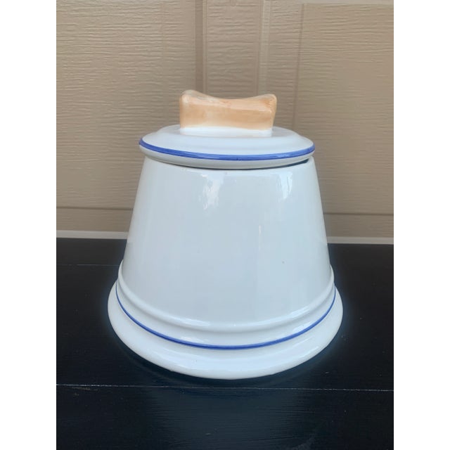 Ceramic Vintage French “Bone Jour” Blue and White Porcelain Dog Treat Jar For Sale - Image 7 of 12