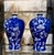 This is a very good example of a late Chinese Export cobalt blue Meiping vase decorated with branches of flowering white...