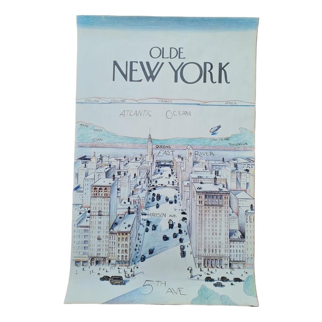Vintage Decorative Poster by Saul Steinberg, 1980s For Sale