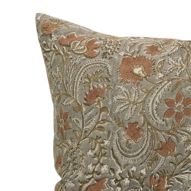 Handmade Block Print Decorative Cushion Cover 14x36 Inch Thick Linen- Kundanvan For Sale - Image 4 of 5