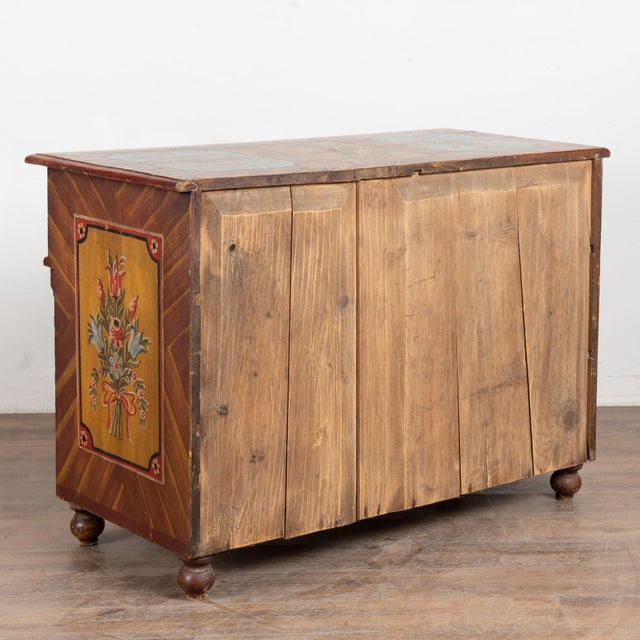 19th Century Original Hand Painted Large Pine Chest of Three Drawers From Hungary For Sale - Image 16 of 16