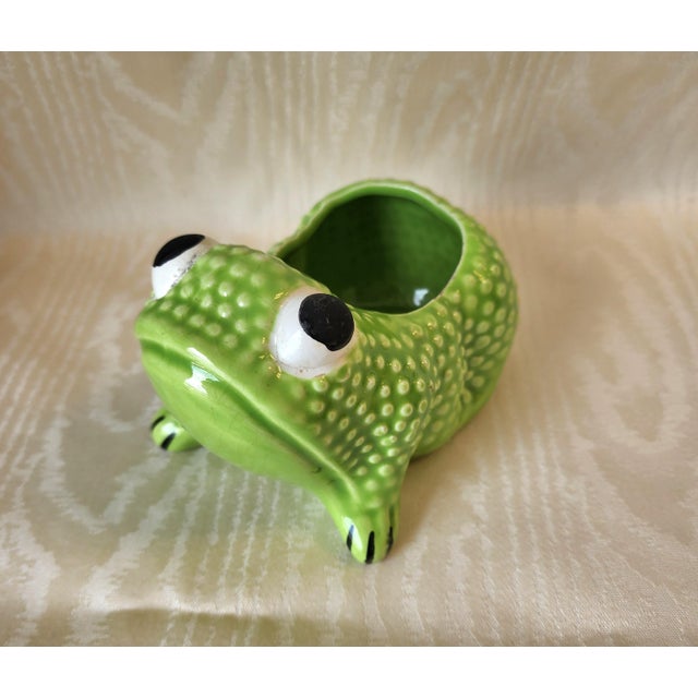 This vintage Mottahedeh Jean Roger style hobnail frog planter in bright green is a whimsical design delight. Styled after...