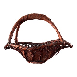 Antique Split Bamboo Japanese Ikebana Basket For Sale