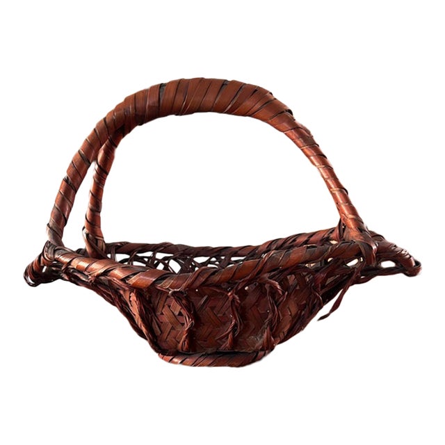 Antique Split Bamboo Japanese Ikebana Basket For Sale