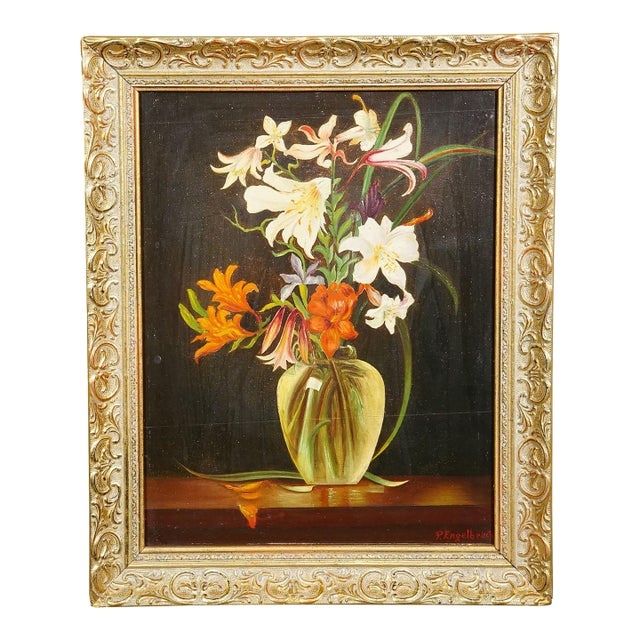 Still Life With Flowers, Oil Painting on Wood, Germany 1950s For Sale