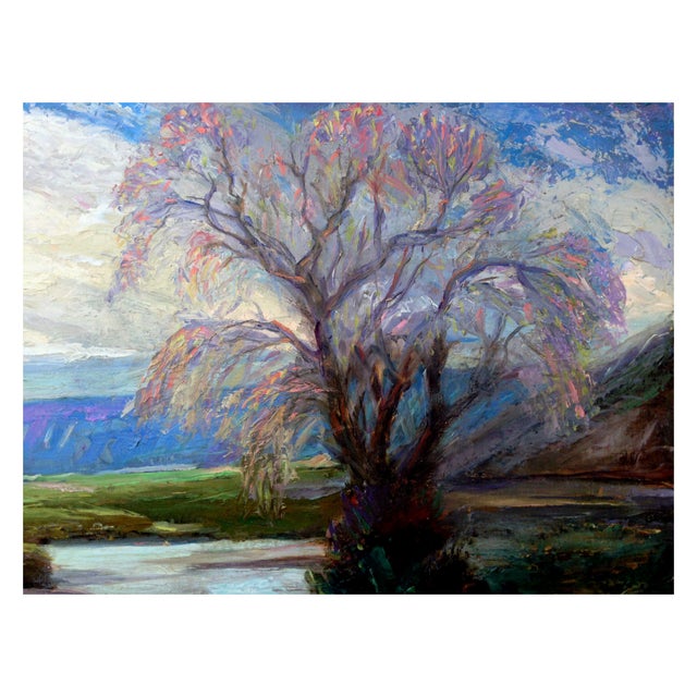 Blue Post War American Impressionist Southwest Landscape "Taos Splendor" by Walter A. Bailey For Sale - Image 8 of 16