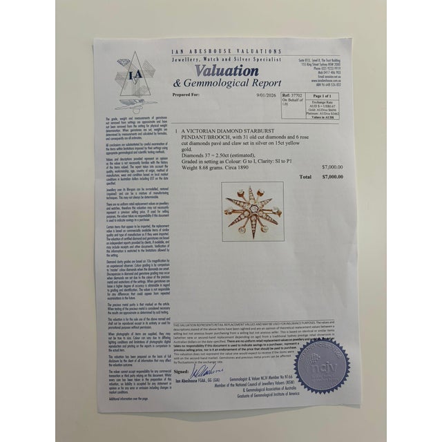 15ct Yellow Gold Victorian Diamond Starburst Brooch 2.50ct 8.68g For Sale - Image 6 of 6