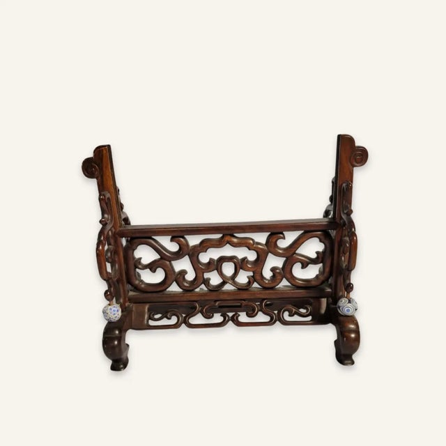 Wood 19th Century Chinese Wood Screen With Applied Decoration For Sale - Image 7 of 9