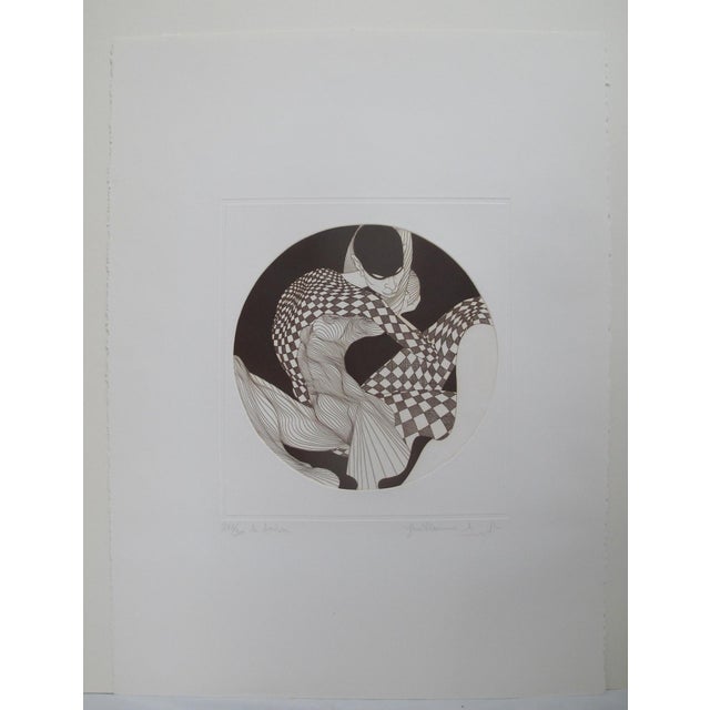 "Le Baiser" (The Kiss) signed limited edition etching by artist Guillaume Azoulay, part of his 1980 ") series, a 3 edition...