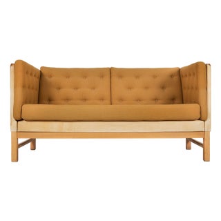 Danish Modern Leather, Tweed & Oak Sofa Model Ej 315 by Erik Jorgensen For Sale