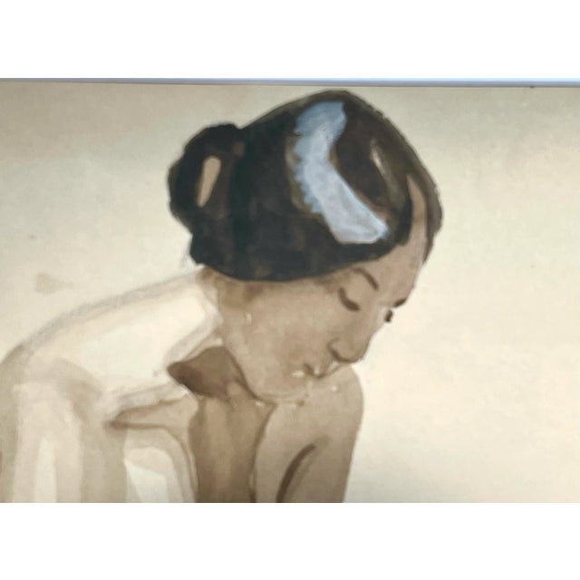 Original Vintage Watercolor Painting of a Nude Hopi Native American Indian With Pottery by Anne Neumark 1929 For Sale In New York - Image 6 of 8