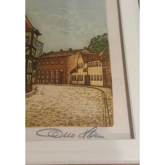 Late 20th Century Late 20th Century Otto Holm - Sønderborg Street Scene, Hand-Colored Etching For Sale - Image 5 of 10