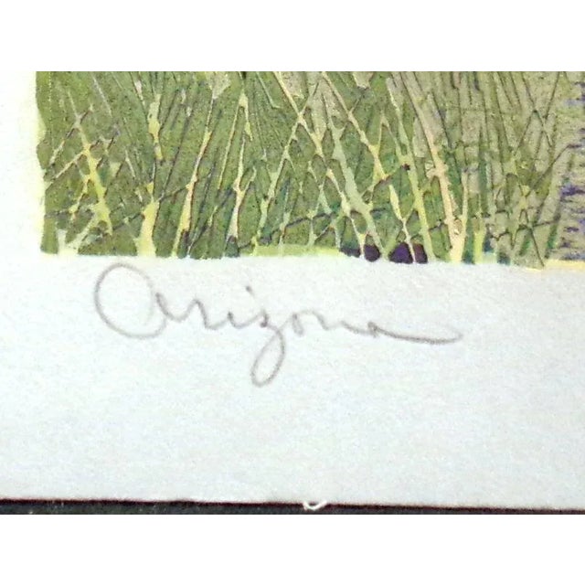 1980s 1986 "Arizona" Landscape Woodcut Reduction Art on Paper by Gordon Mortensen For Sale - Image 5 of 6