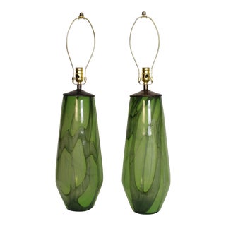 Mid 20th Century Pulegoso Murano Style Lamps - a Pair For Sale