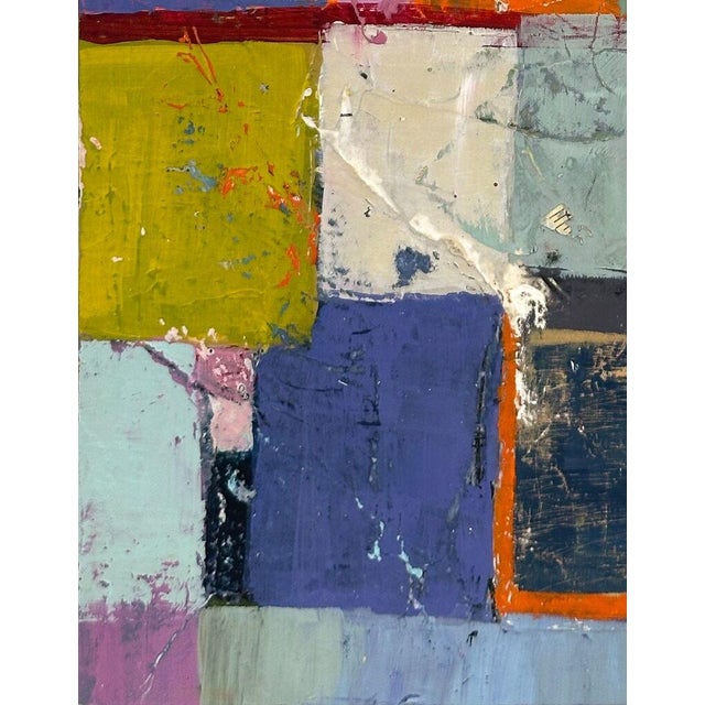 2020s Christiane Corcelle "Friday Night Swing" Mixed Media on Cradled Board, Small Colorful Abstract Painting in Blue, Orange and Pink, 2025 For Sale - Image 5 of 8