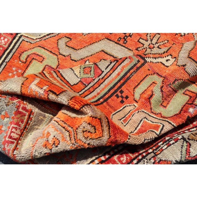 Antique Caucasian Kazak Rug With Bold Geometric Medallion Design 4'4 X 8'1 For Sale - Image 11 of 13