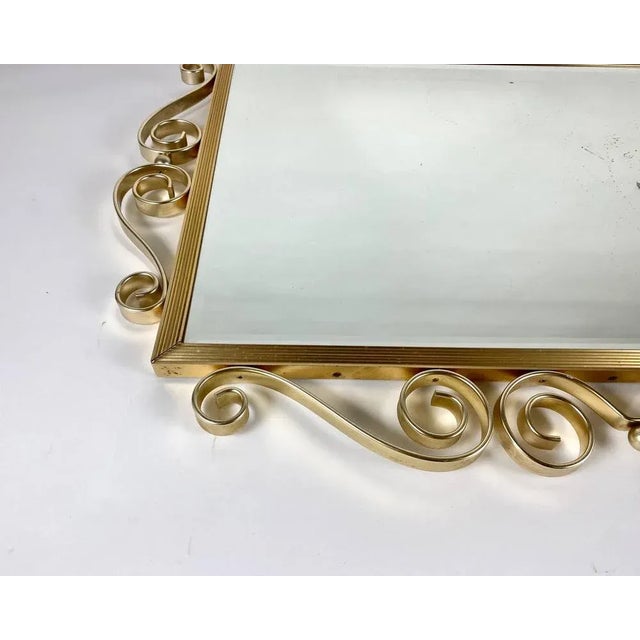 Hollywood Regency Style Wall Mirror with Forged Brass Frame, Belgium, 1960s For Sale - Image 4 of 9