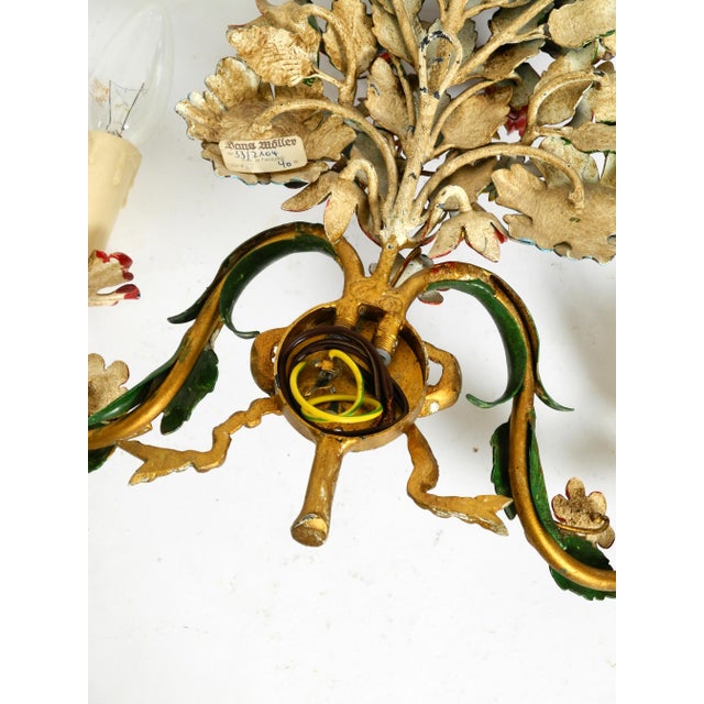 Vintage Hand-Painted and Gilded Metal Wall Lamps by Hans Möller, 1960s, Set of 2 For Sale - Image 13 of 18