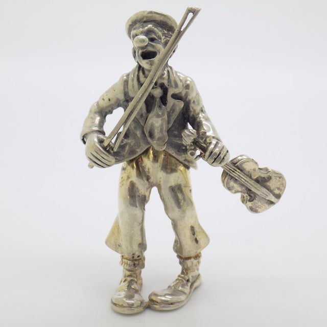 Vintage Italian Handmade Silver Circus Violinist Figurine from Angini, Arezzo, Tuscany, Italy, 1970s For Sale - Image 14 of 14