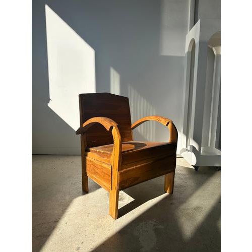 Small Asian Armchair with Upcycled Wooden Slats For Sale - Image 18 of 18