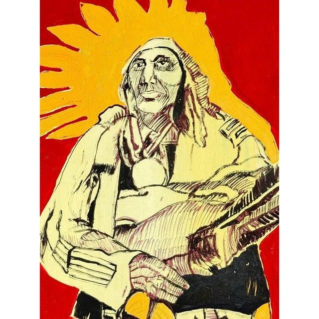 In the Style of Fritz Scholder Drawing on Paper Painting. Drawing on paper 7½ x 11 inches, rendered in the style of Fritz...