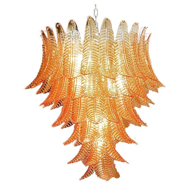 Italian Murano Felci Glass Chandelier with 75 Amber Glasses, 1990s For Sale - Image 16 of 16