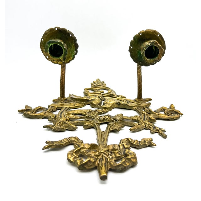Pair of Vintage Cast Brass Lovebird Wall Candle Sconces – Hollywood Regency / French Country For Sale - Image 13 of 15
