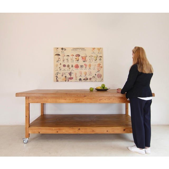 1950s Large Vintage Worktable, 1930s For Sale - Image 5 of 18