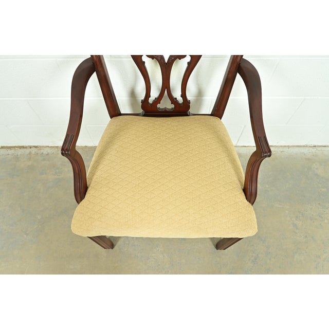 Wood Baker Furniture Style Georgian Carved Mahogany Armchairs or Dining Captain Chairs, Pair For Sale - Image 7 of 14