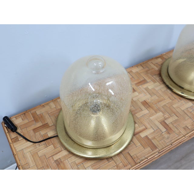 Metal Dome Lamps in Pulegoso Glass and Gilded Brass from La Murrina, 1970s, Set of 2 For Sale - Image 7 of 14