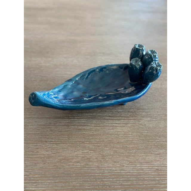 2020s Ceramilando Palermo Prickly Pear Blue Glazed Bowl For Sale - Image 5 of 6