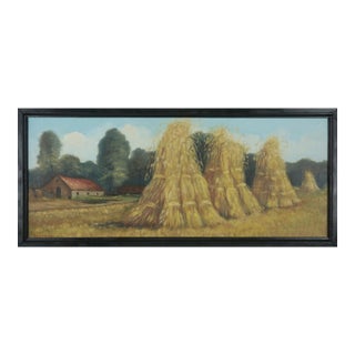 After the Harvest - Mid Century Landscape in Oil on Canvas by Bern Burger For Sale