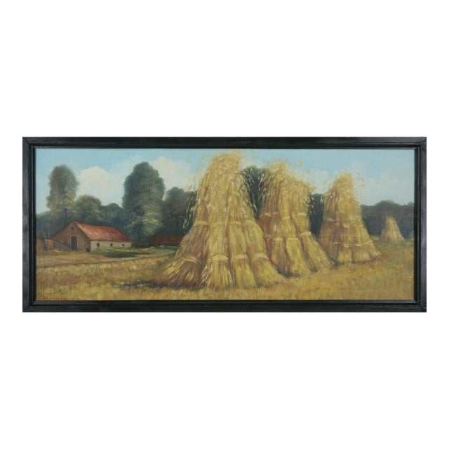 After the Harvest - Mid Century Landscape in Oil on Canvas by Bern Burger For Sale