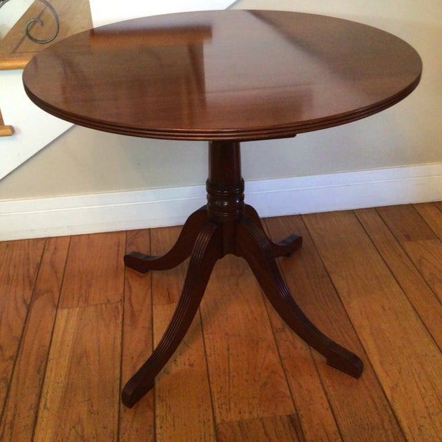 Traditional Round Solid Cherrywood Side Table by C. Rickard Regency Style For Sale - Image 3 of 12