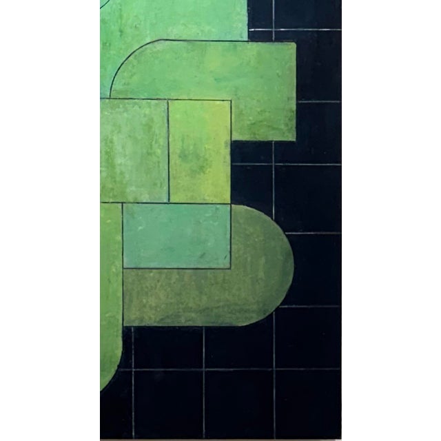 2020s Contemporary Geometric Abstract Vertical Oil and Cold Wax Painting-Green by Stephen Cimini For Sale - Image 5 of 6
